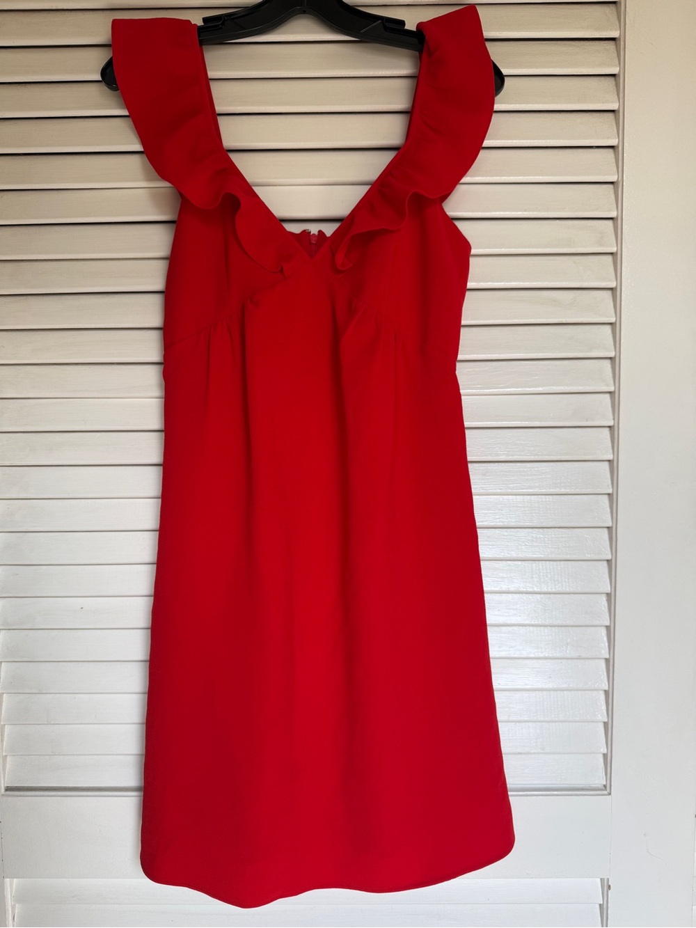 Sezane Red Ruffle-Shoulder Mini Dress